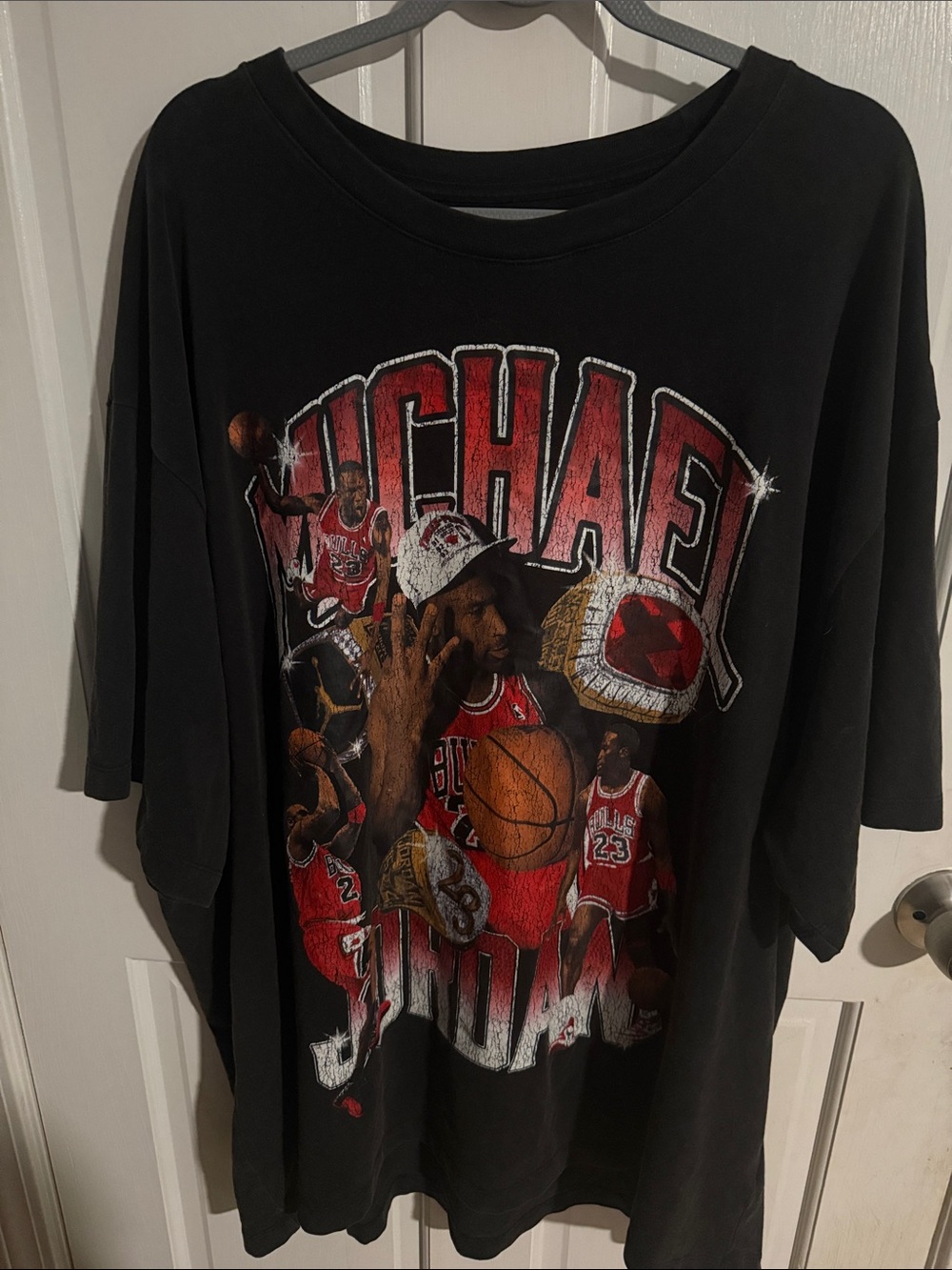 Jordan Black Graphic Tee with Red and White Tribute Design